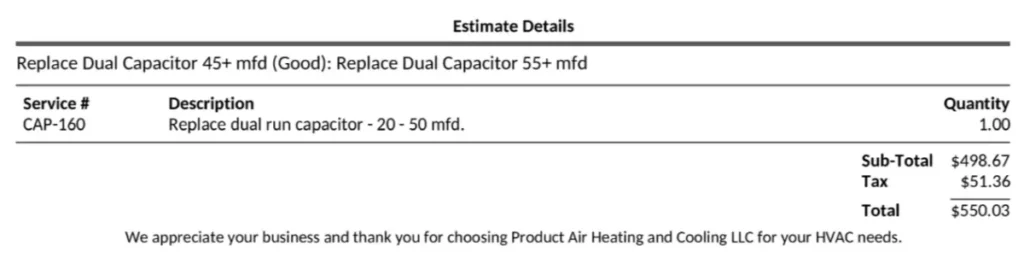 Estimate details