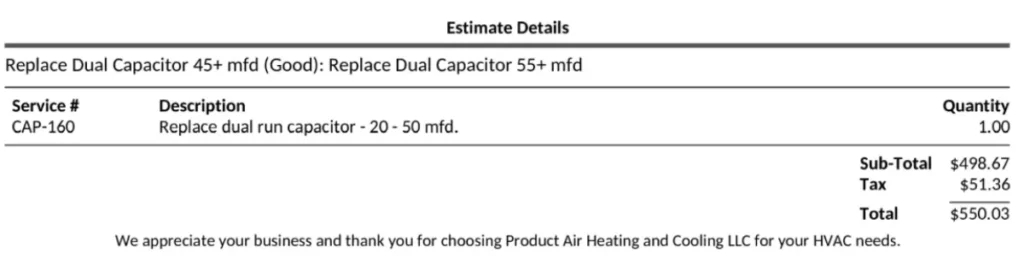 Estimate details